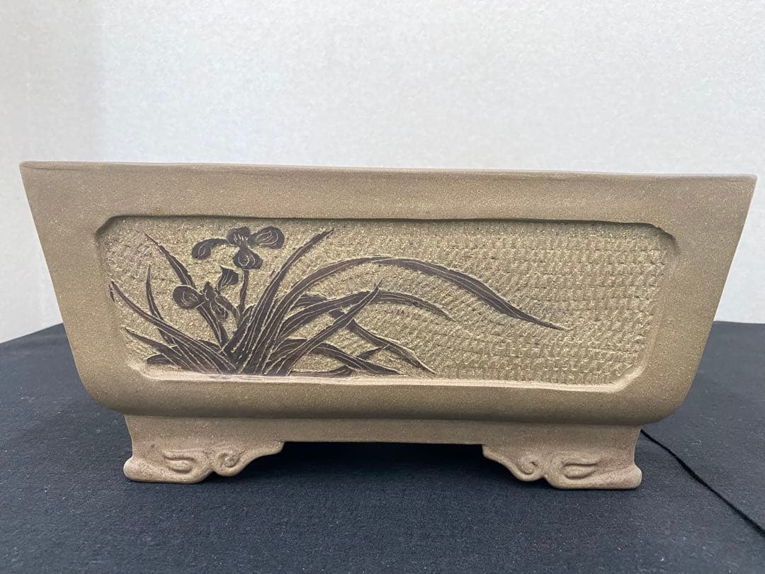 盆栽鉢　額面絵入盆栽鉢　長方鉢