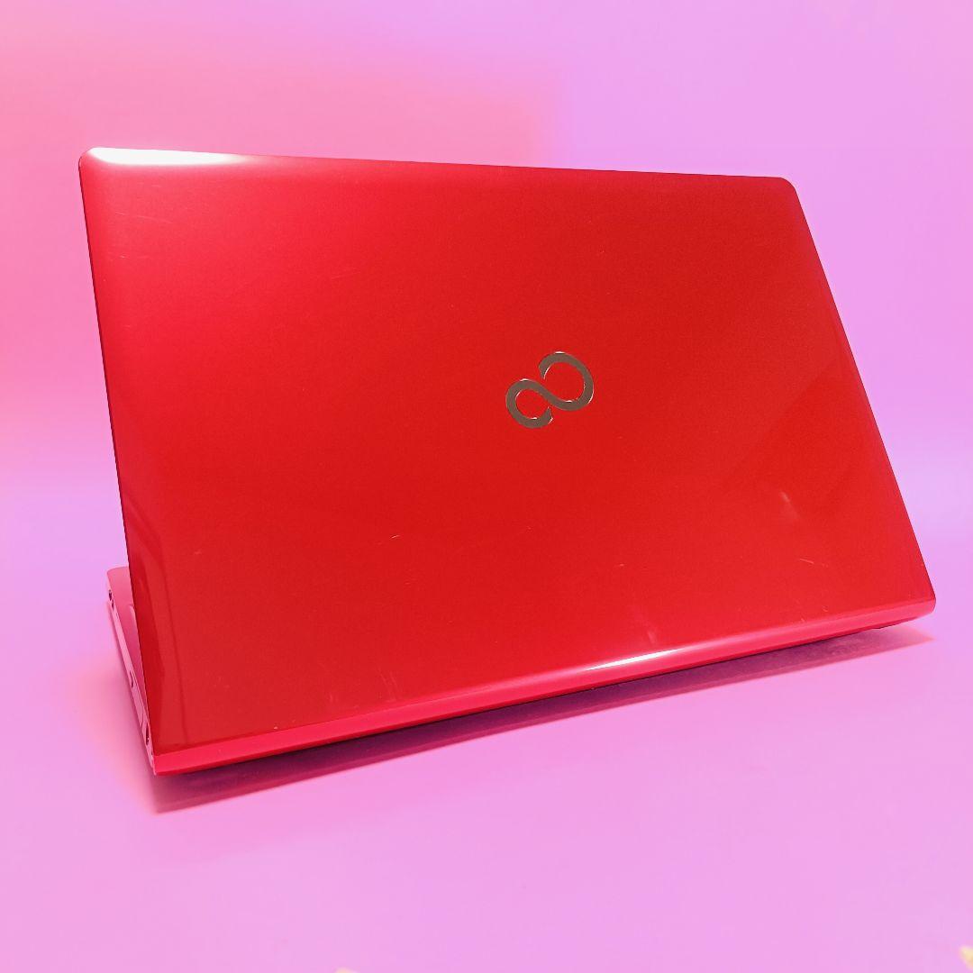 超大容量1TB‼️YouTube✨オフィス✨カメラ付赤ノートパソコン✨設定済