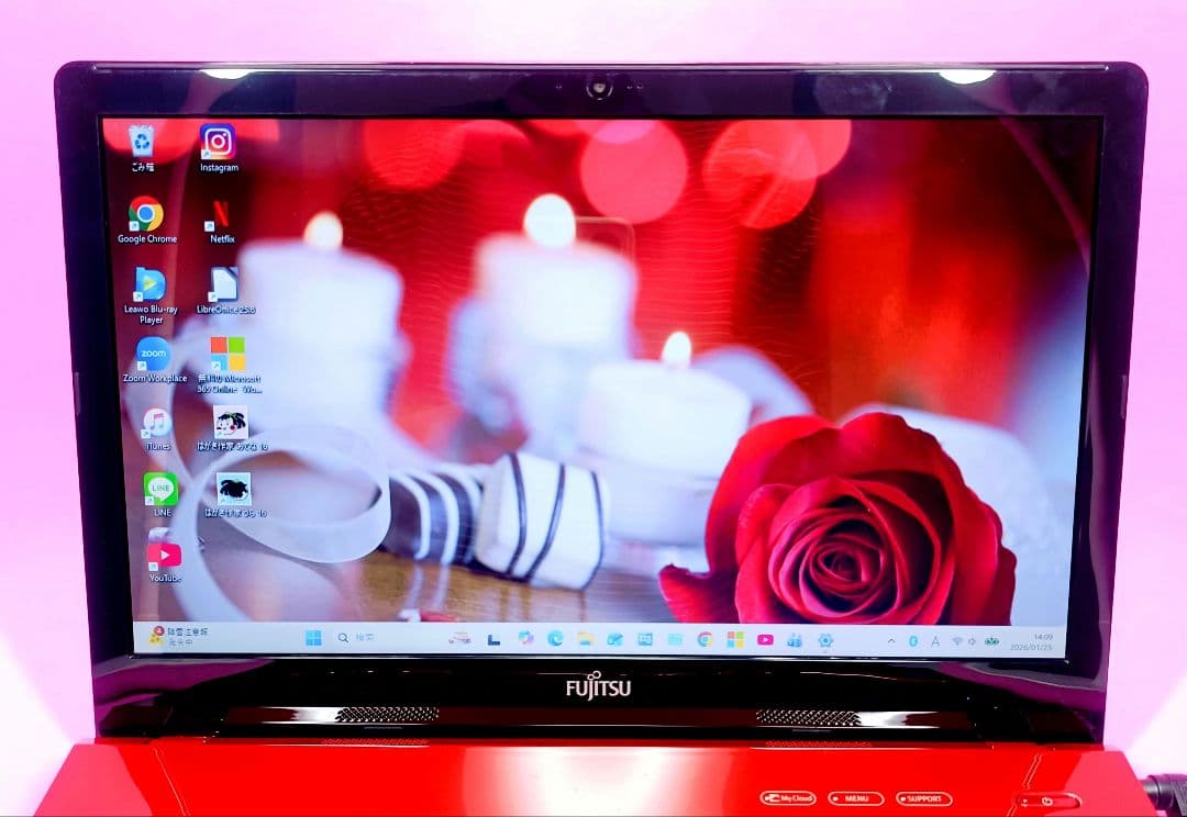 超大容量1TB‼️YouTube✨オフィス✨カメラ付赤ノートパソコン✨設定済