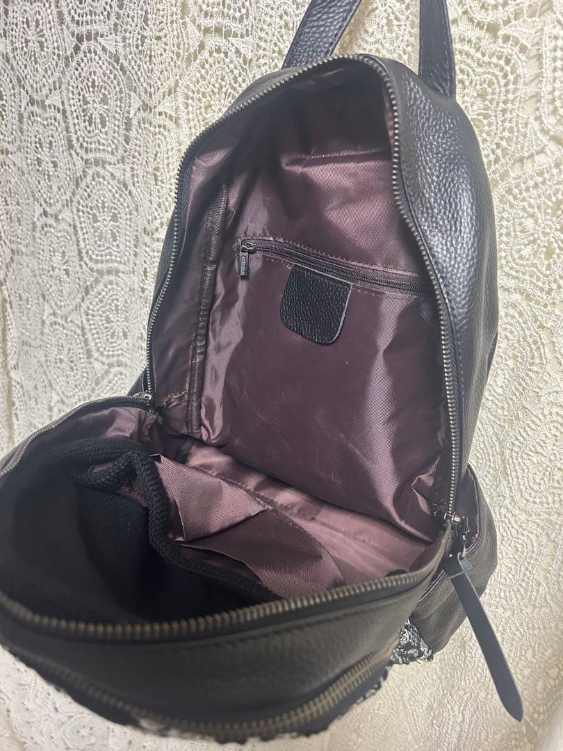 50820Ｄミナペルホネンハーフハンドメイド本革リュック swingガーデン