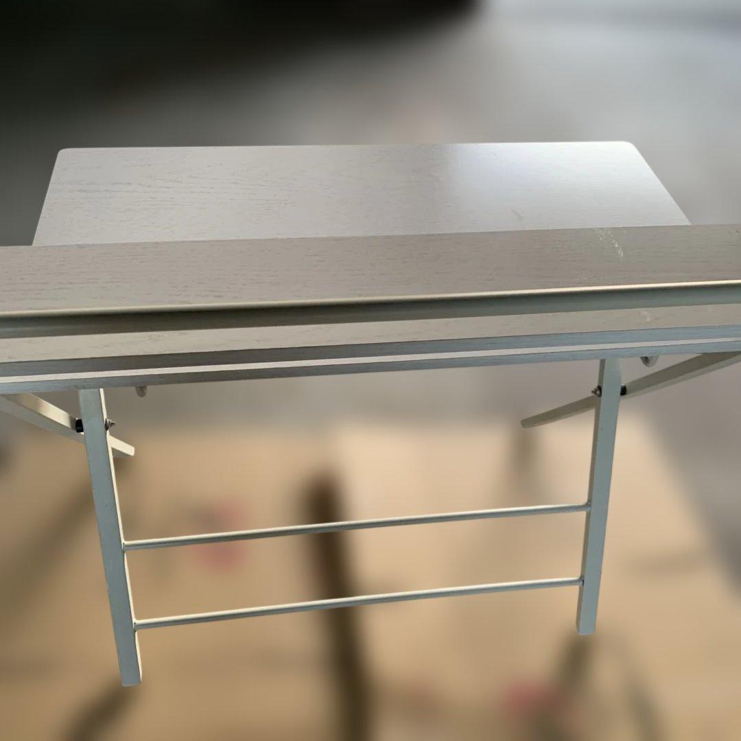 たのメル便　ホワイト折りたたみパソコンデスク 上段棚付き