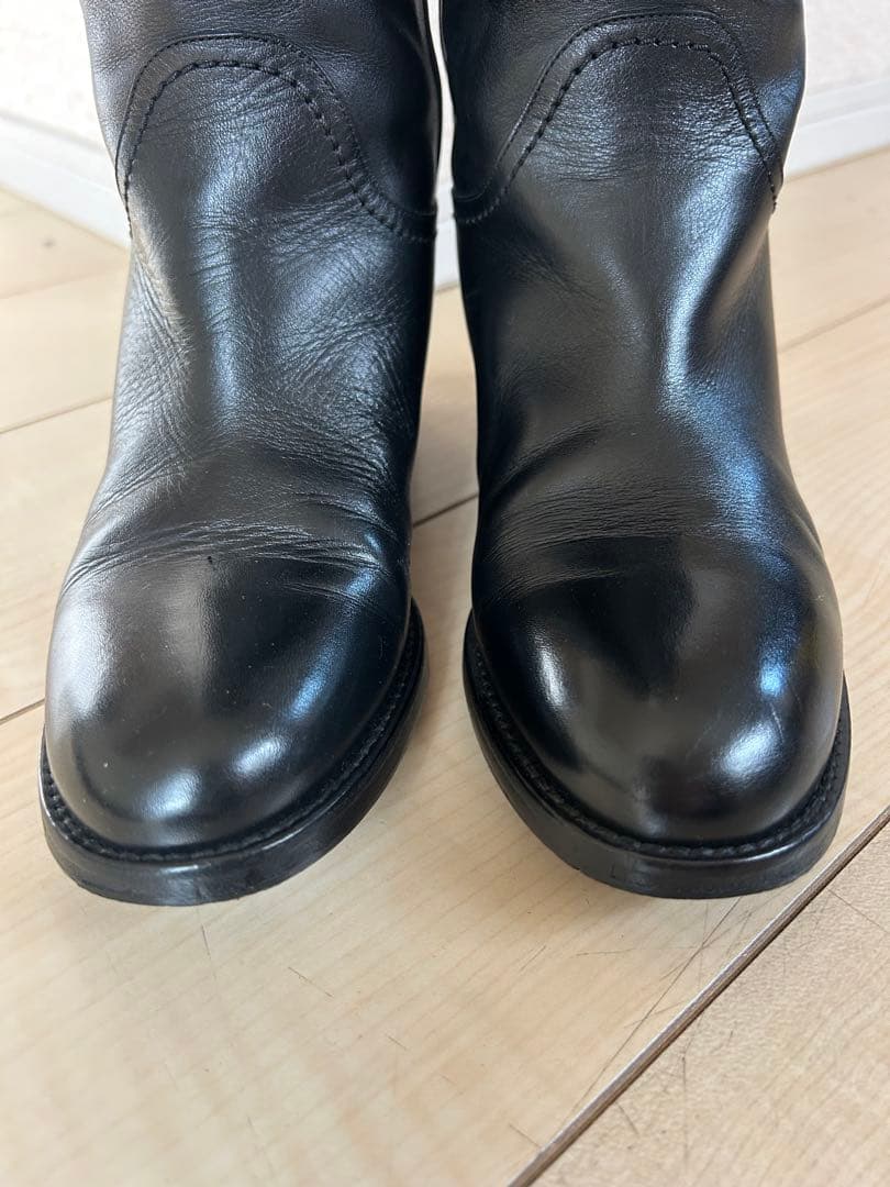 CHANEL ブラックレザー ロングブーツ 36
