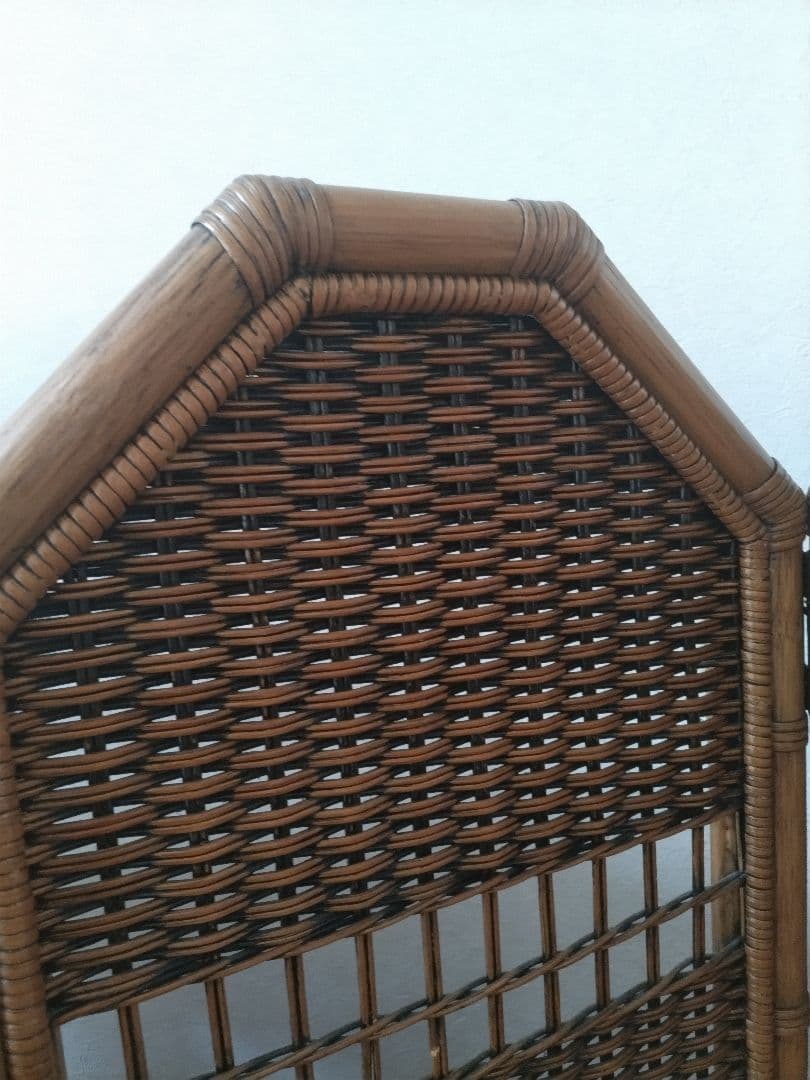 藤　ラタン　パーテション　4連　衝立　間仕切り