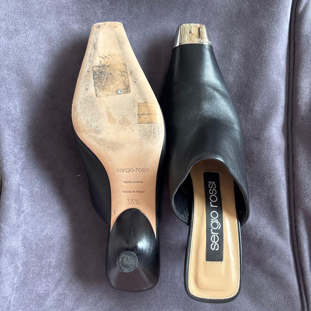 セルジオロッシ ブラックレザー ヒール6cm 36 1/2 （23.5）