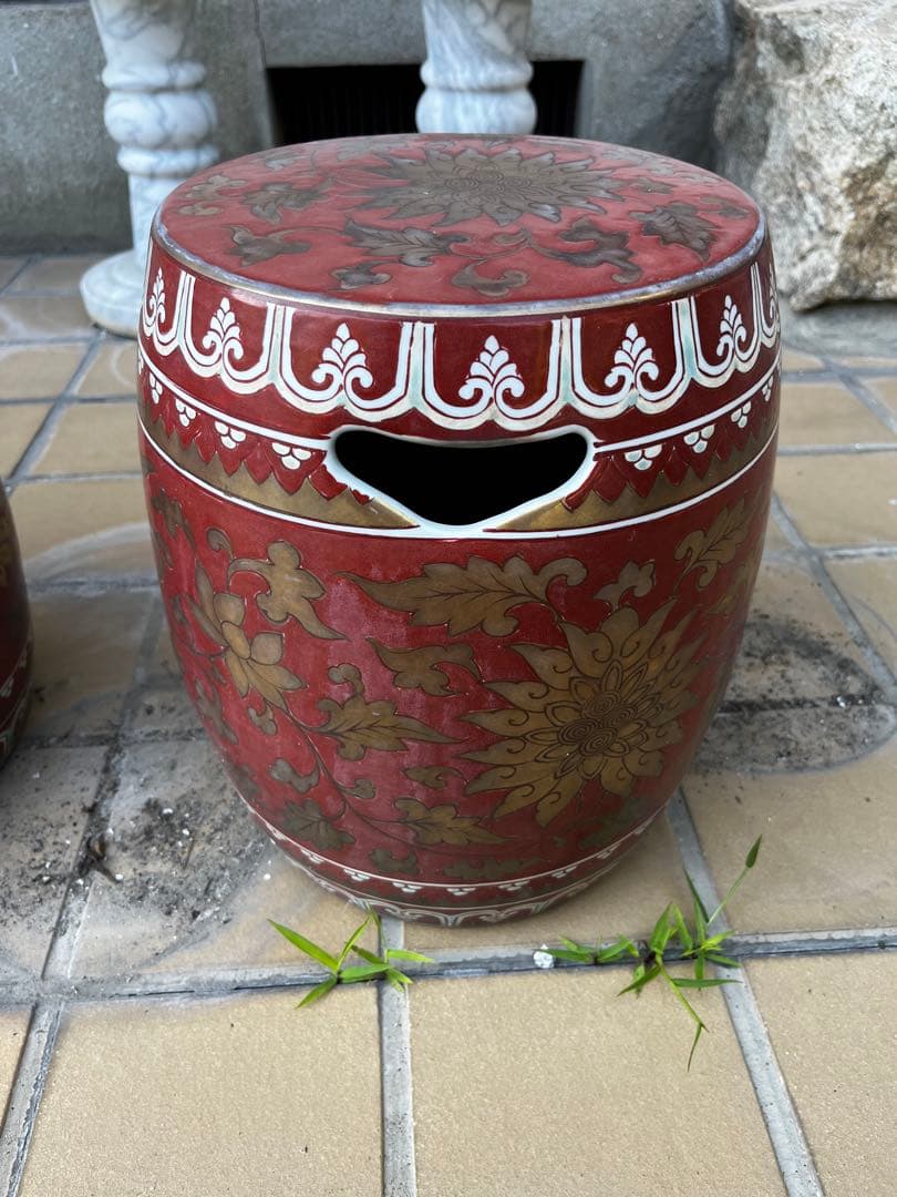 超希少　有田焼　高峰作　陶器製　庭椅子　アンティーク