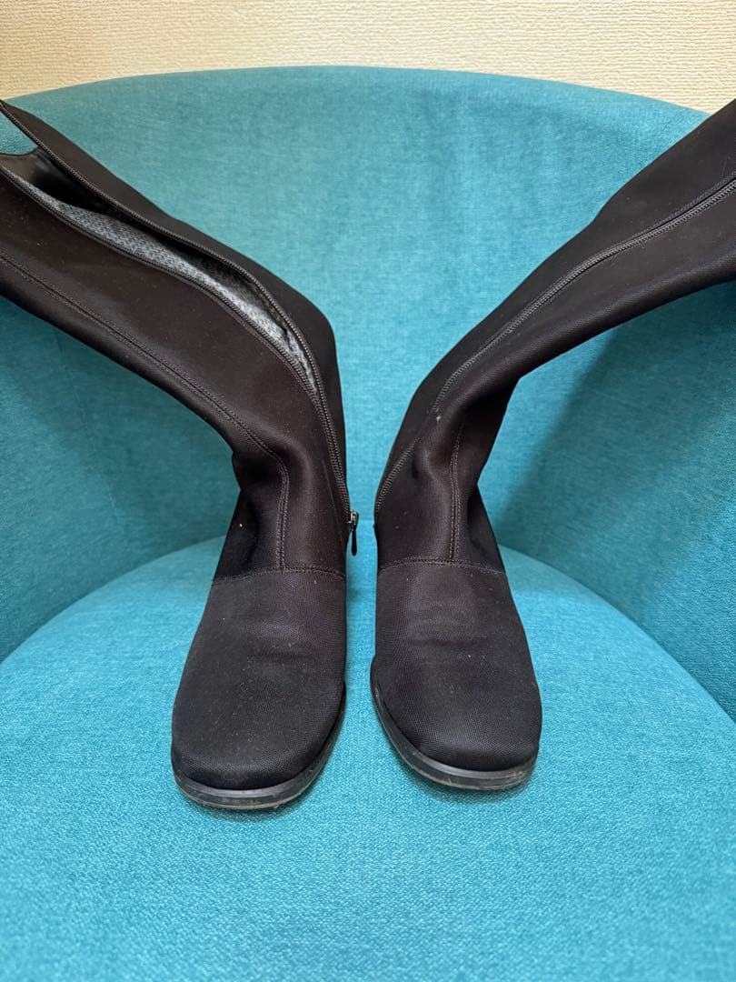 銀座かねまつ　ロングレインブーツ ファスナー付き