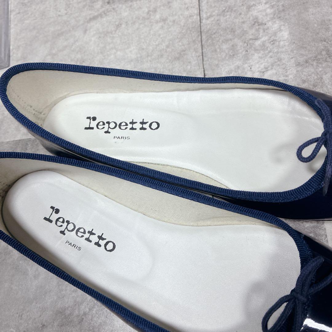 【良品】✨repetto バレエシューズ　フラットパンプス　ネイビー36.5