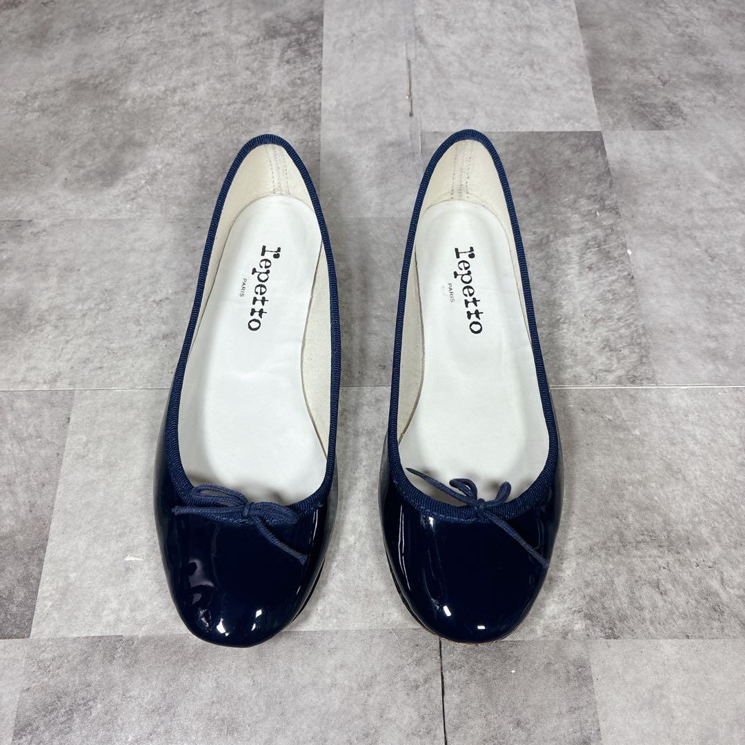 【良品】✨repetto バレエシューズ　フラットパンプス　ネイビー36.5