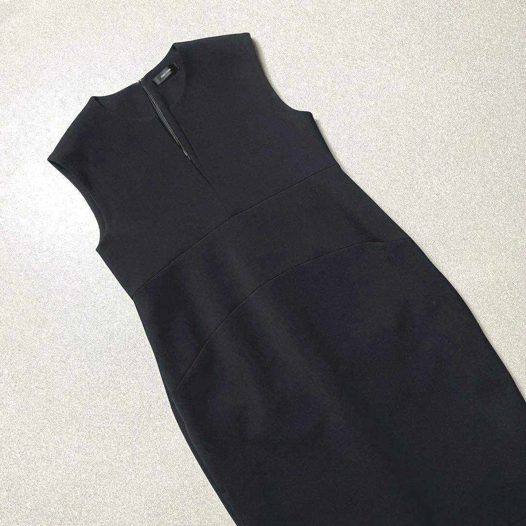 【美品✨ Vネック コクーン】ヨーコチャン ノースリーブワンピース 黒 ドレス