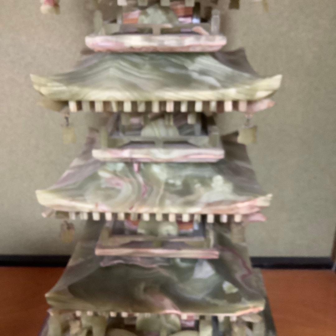 翡翠製 五重塔置物 高さ約97cm
