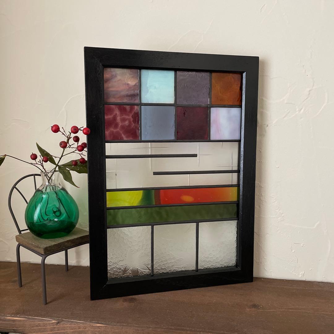 ステンドグラス　パネル　昭和レトロ　和モダン　障子