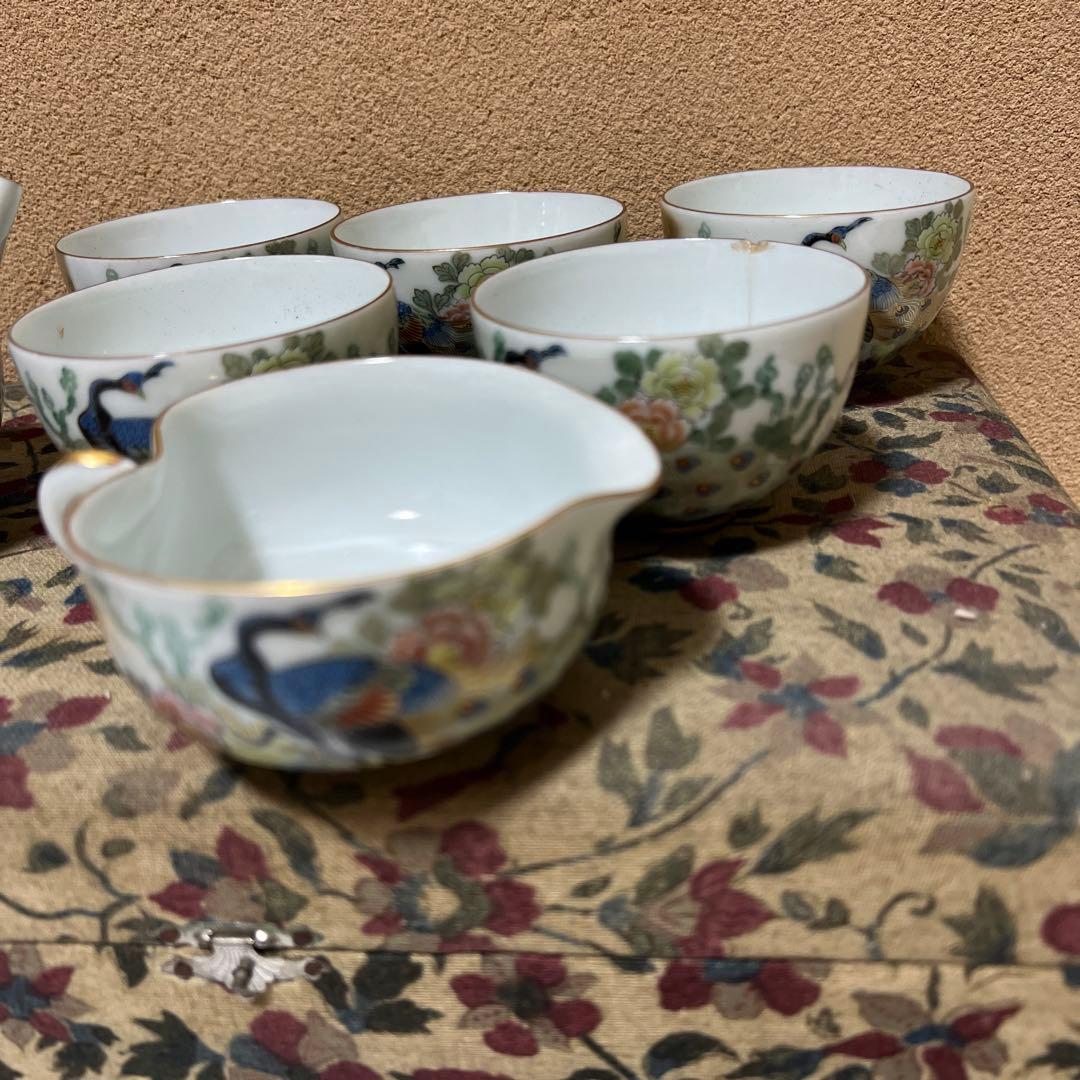 古九谷　九谷焼　花鳥図　金彩　孔雀　煎茶揃え　時代物