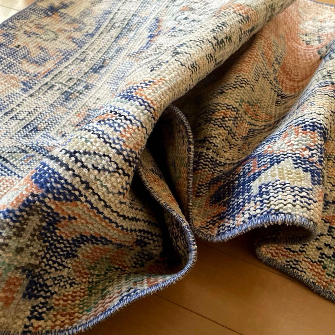 60×199 ロングランナーラグ　擦れ　シャビー　ウール　トルコヴィンテージラグ