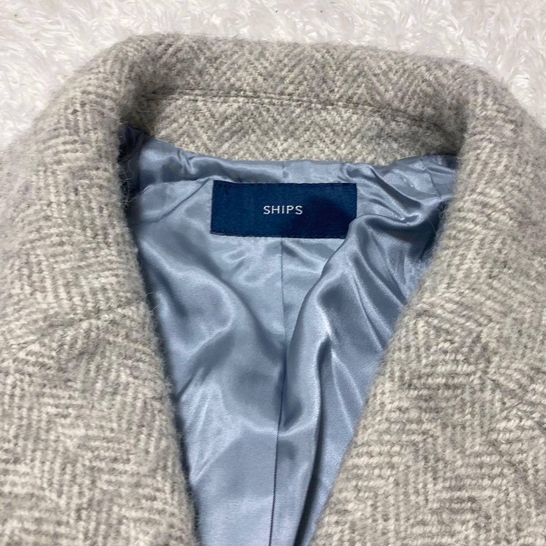 SHIPS ダブルブレスト ピーコート ツイード ヘリンボーン コクーン 36