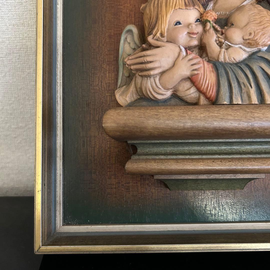 稀【聖母子と天使の壁掛け】ANRI アンリ人形　アンリ木彫り　母の日　クリスマス