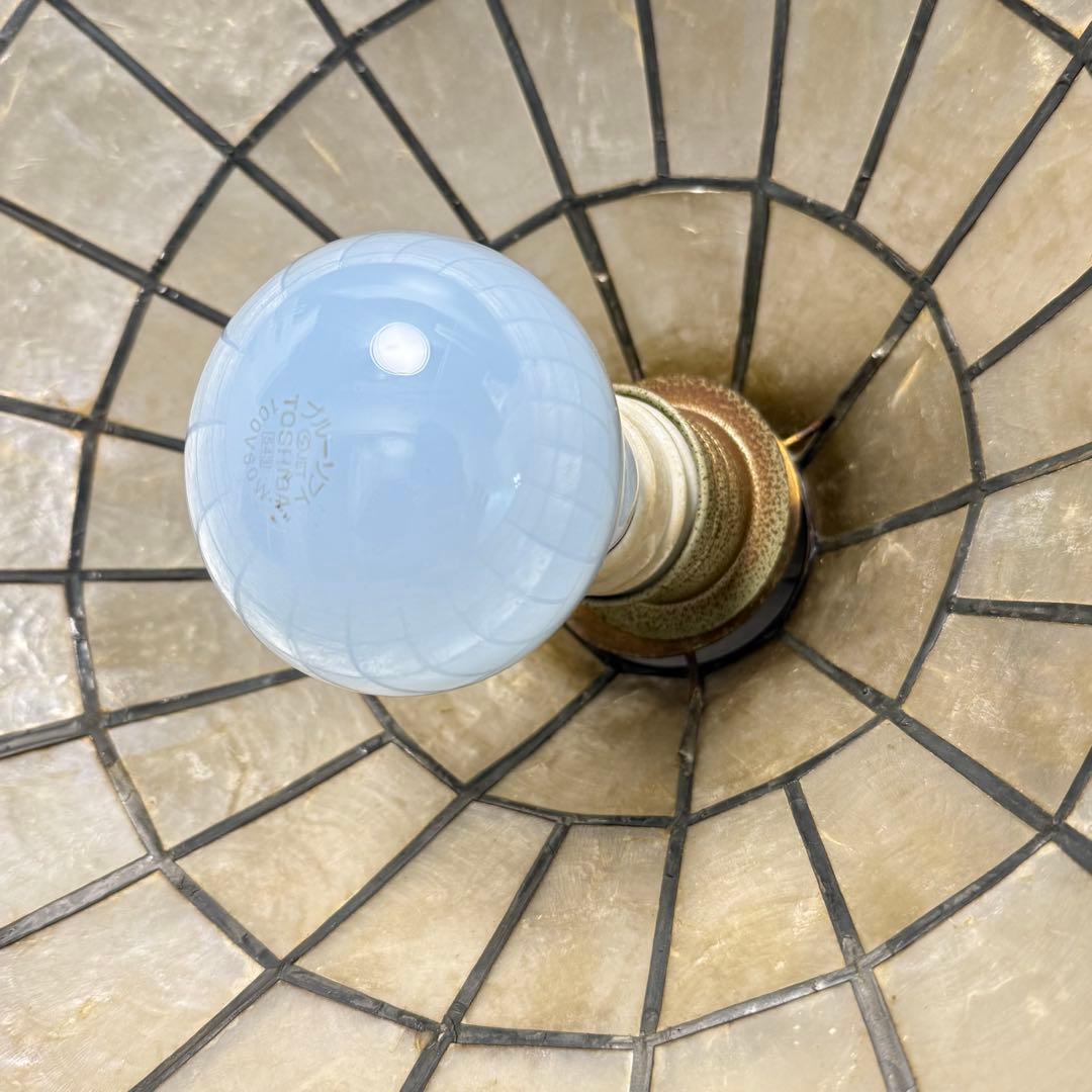 ヴィンテージ シェルシェードペンダントライト ランプ カピス貝 照明 レトロ