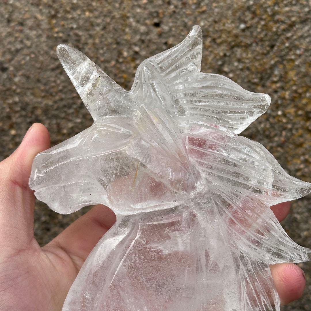天然石水晶のユニコーン　置物　ご購入前に在庫確認必要G.179
