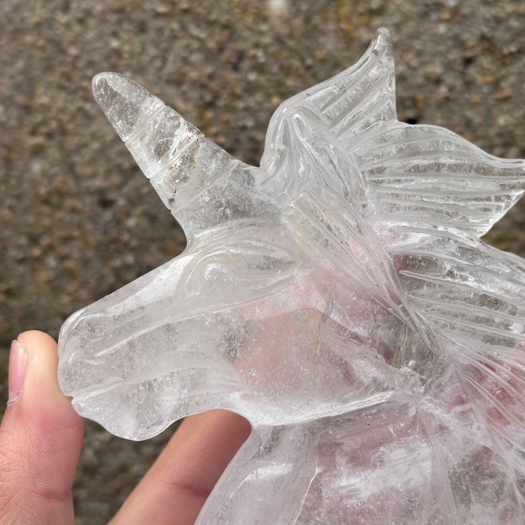 天然石水晶のユニコーン　置物　ご購入前に在庫確認必要G.179