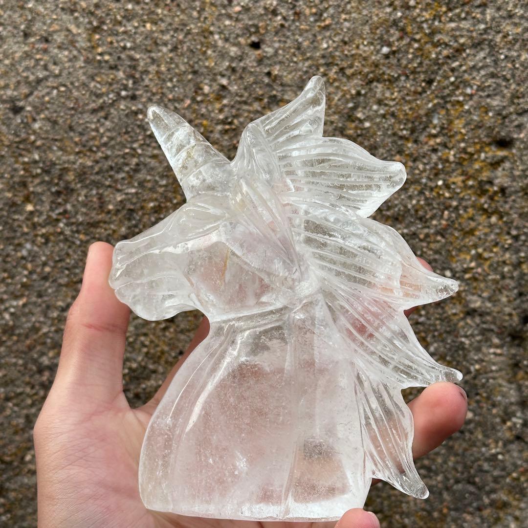 天然石水晶のユニコーン　置物　ご購入前に在庫確認必要G.179