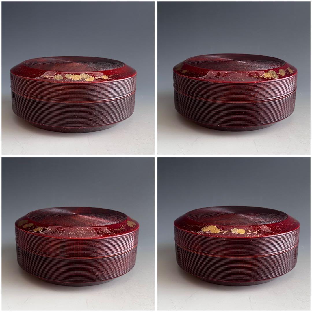 茶道具　輪島塗　唐松蒔絵　喰籠　菓子器　高崎秋峰　共箱　漆芸　茶会