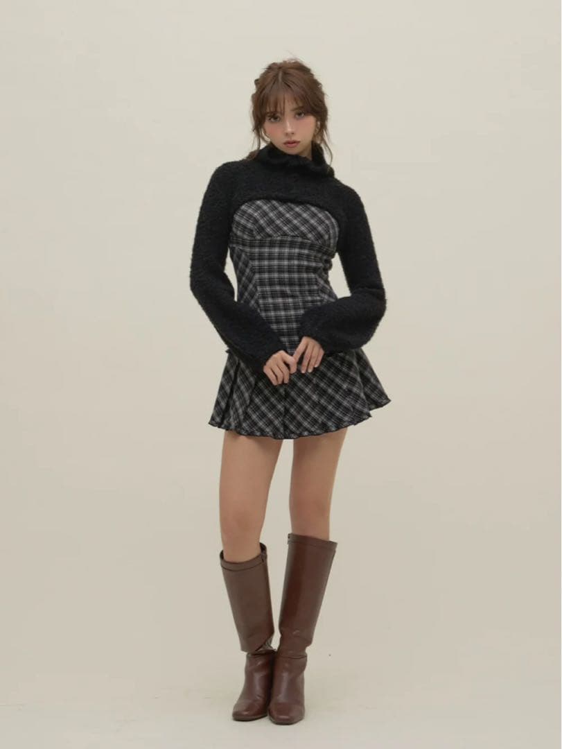 ワンピース Lulu check set mini dress black