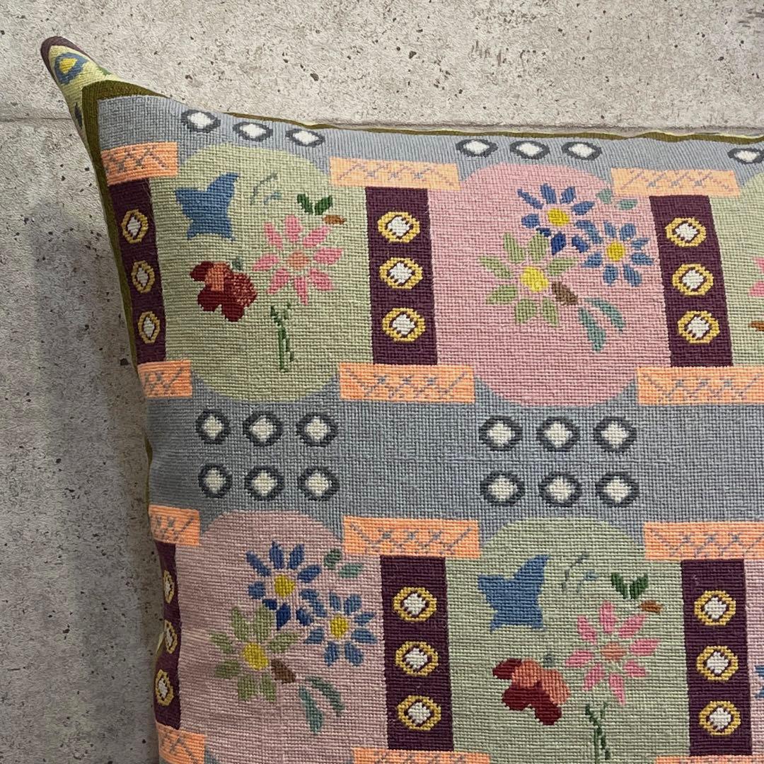 クッションカバー フランスヴィンテージ 刺繍のリメイク 手刺繍 France