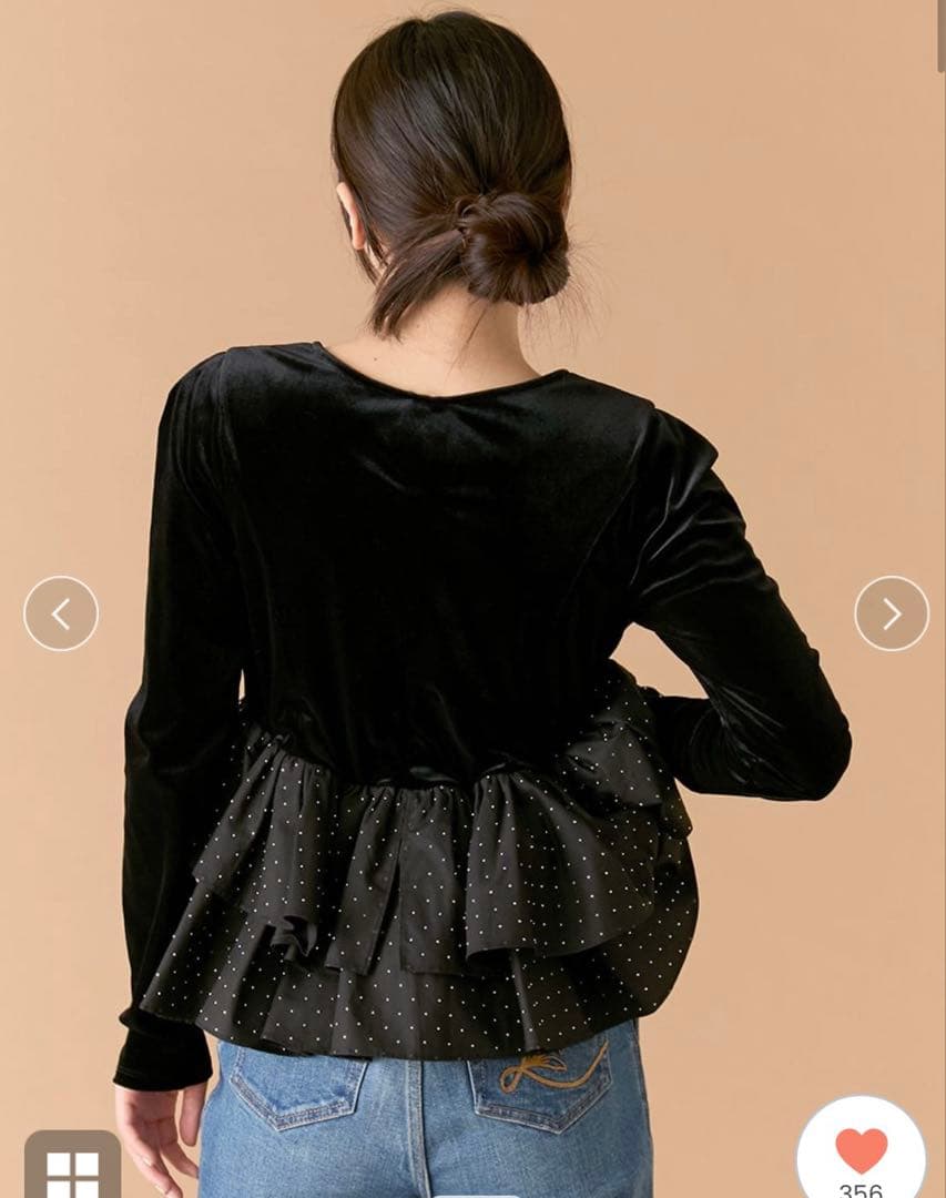 ベロアペプラムフリルトップス LILY BROWN リリー ブラウン