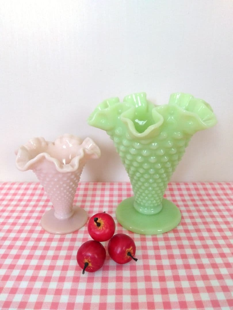 最終価格！美品 フェントン ホブネイル 花瓶 ヴィンテージ グリーン USA