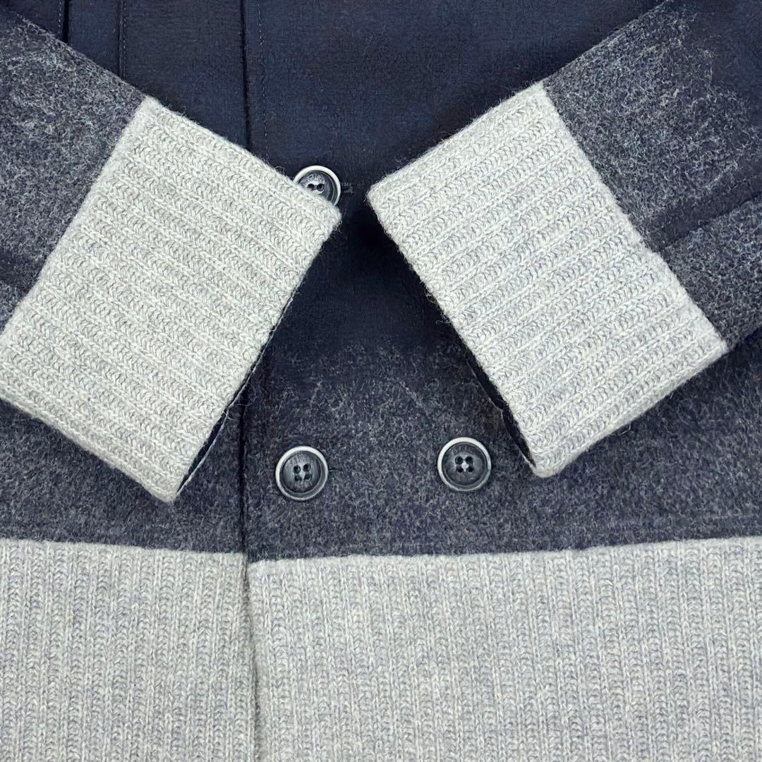 美品　アルマーニジュニア　ウールメルトン　ニット切替　ピーコート　14A　紺色