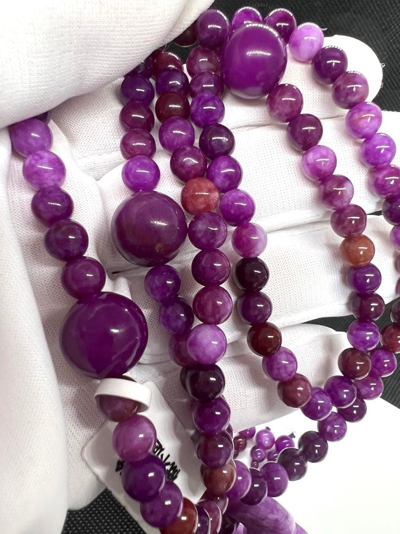 新品　高品質 南アフリカ産 天然舒俱来(スギライト)のネックレス★AB895