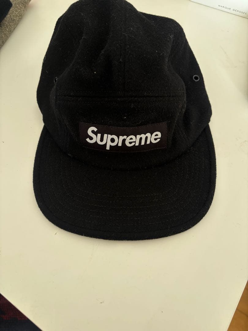 Supreme ブラックキャップ 100%ウール