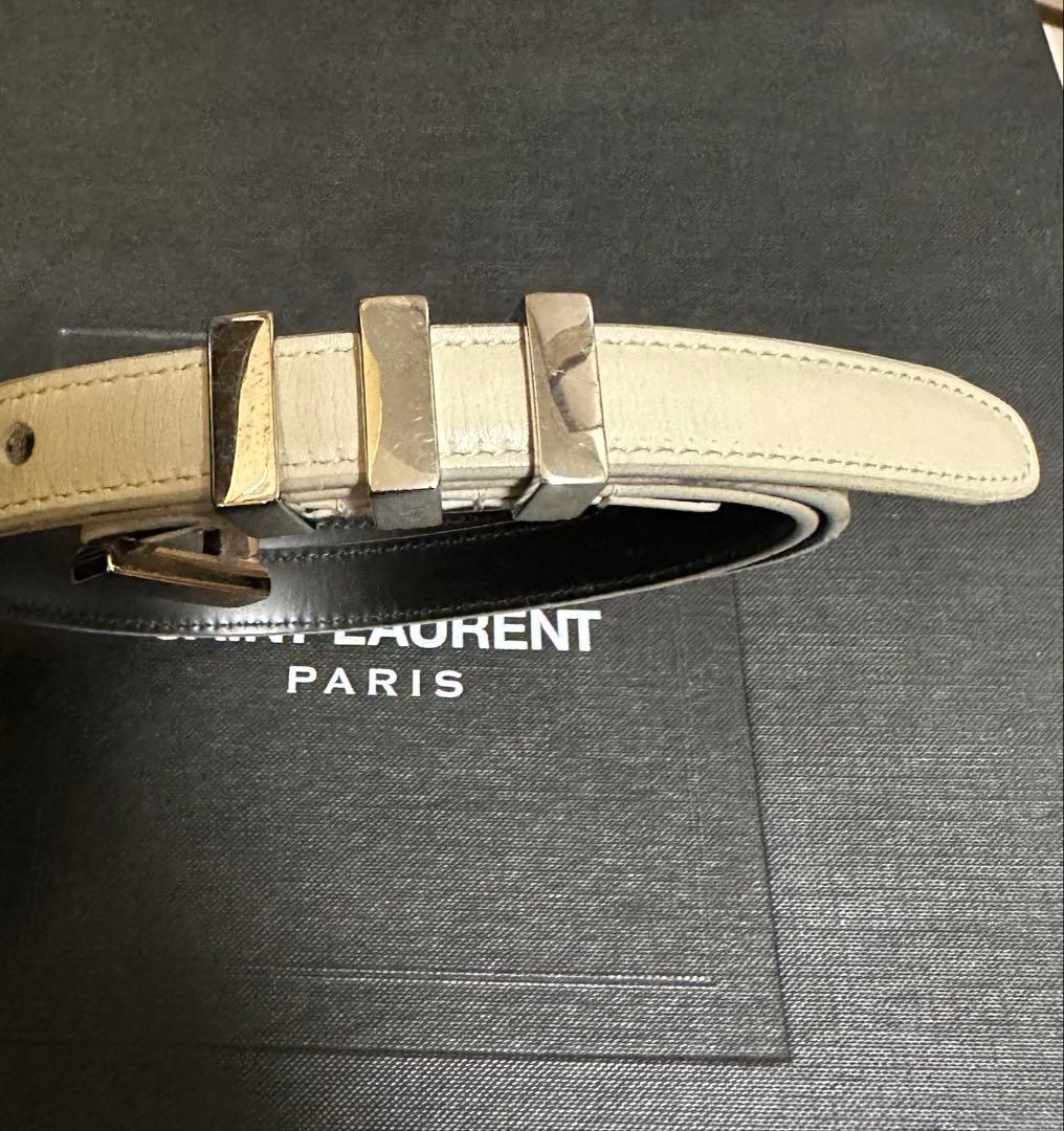 SAINTLAURENT PARIS サンローランパリ ３連ベルトホワイトレザー