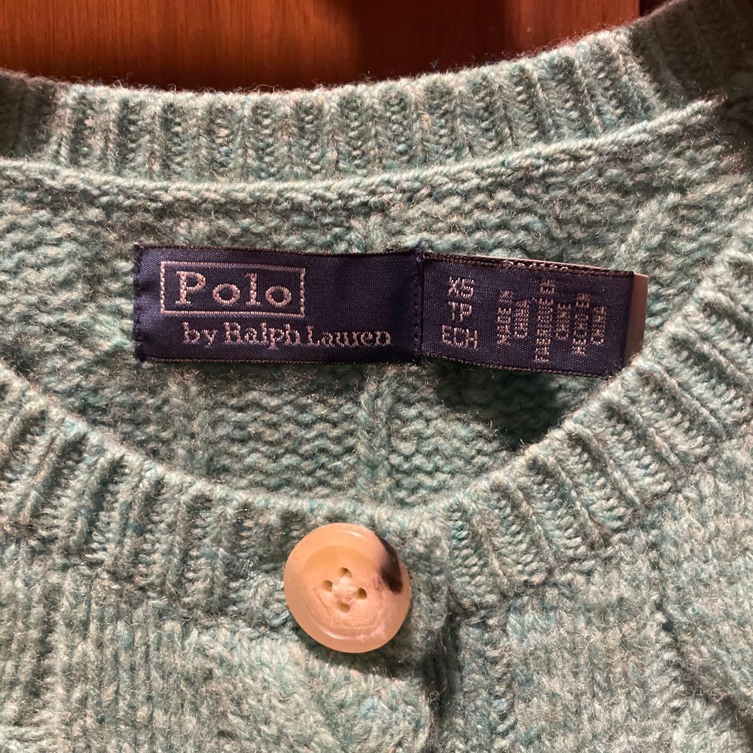 ラルフローレン　美品ケーブルニット　ウール80 カシミヤ20 グリーン系の色