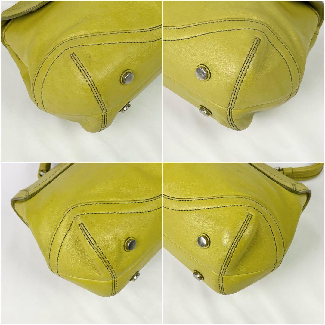 希少色 COACH ソーホー ハンドバッグ レザー 9743 イエローグリーン