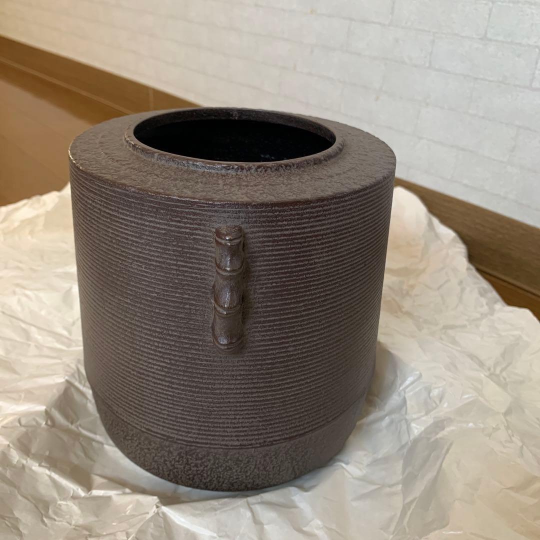 【美品】人間国宝 釜師 高橋敬典 糸目 筒釜　環付　共箱　共布　茶道具