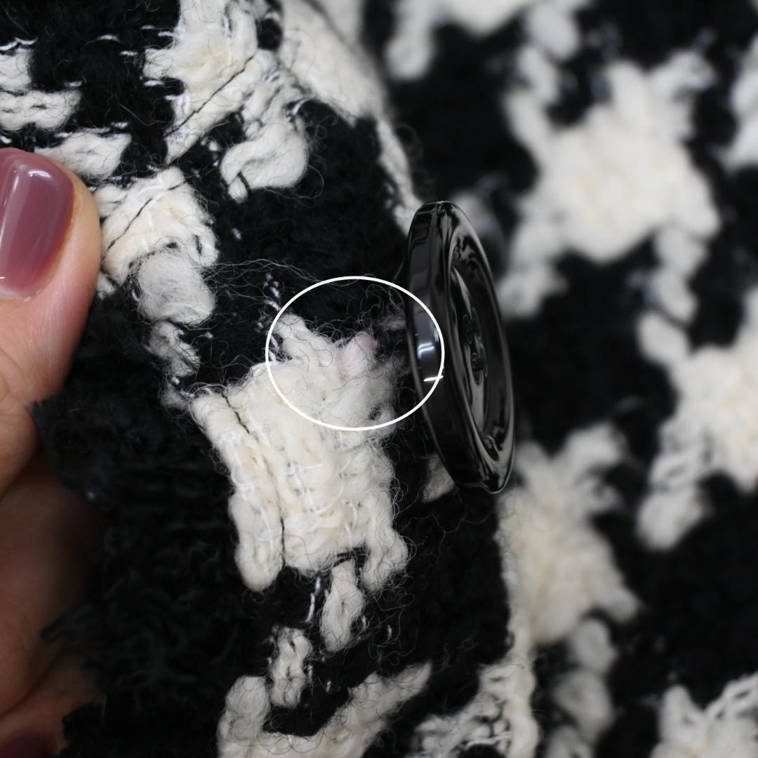 □ 47515★冬 オブリ ツイードコート 千鳥格子 ブラック×オフホワイト