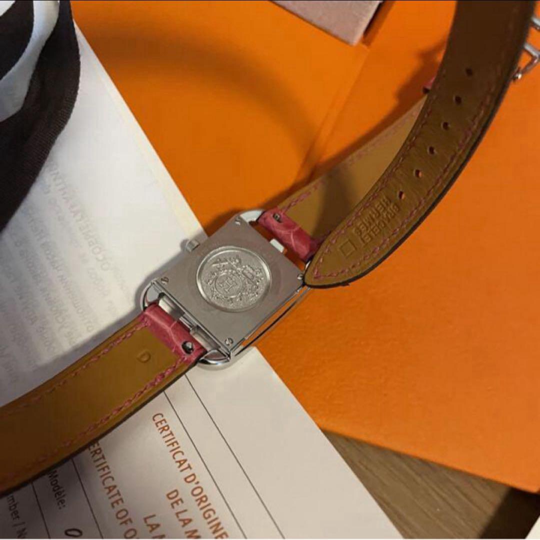 HERMES クロコ ピンク ダイヤモンド サファイア 時計 ケープコッド