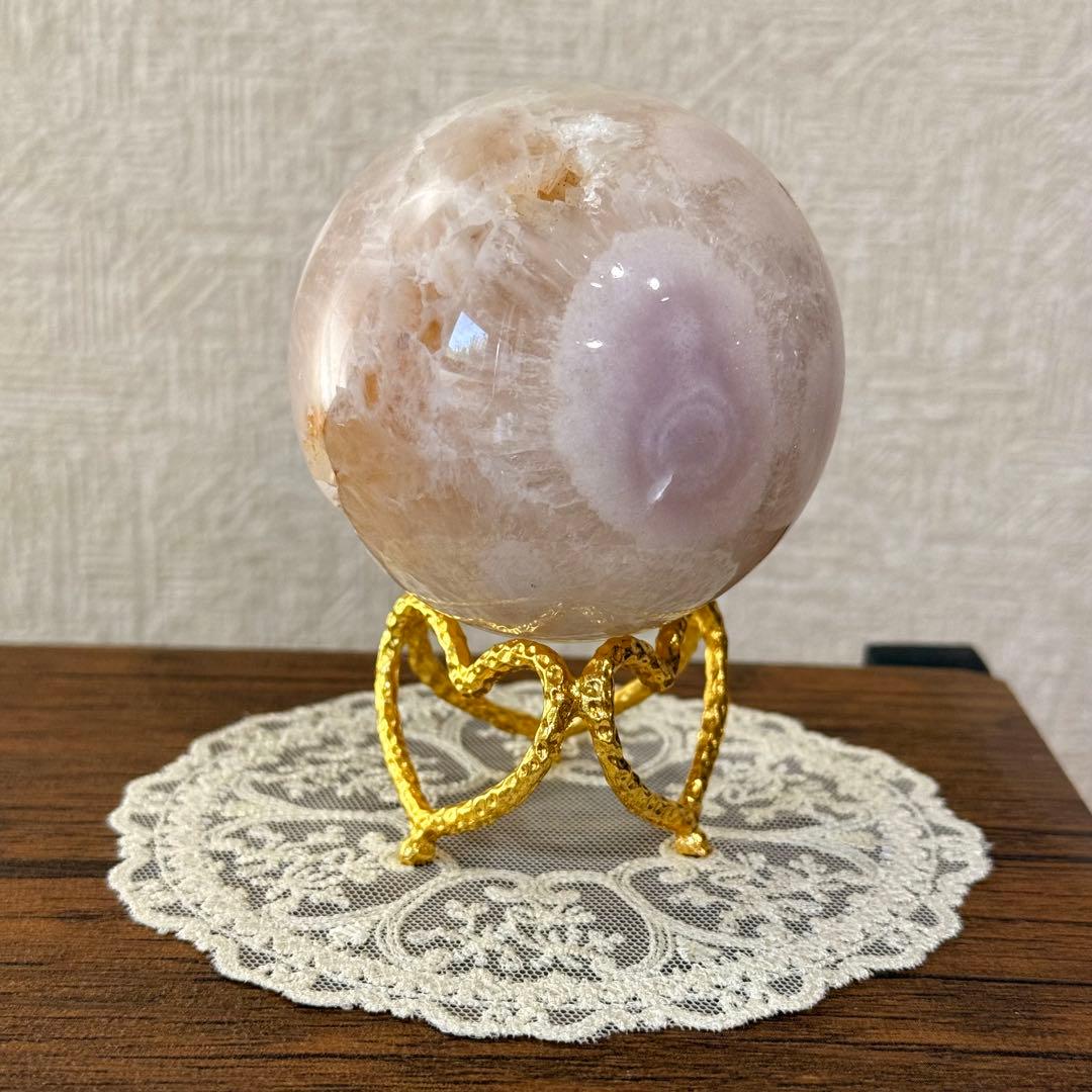 ピンクアメジストフラワーアゲート　スフィア　7cm ブラジル産　天然石