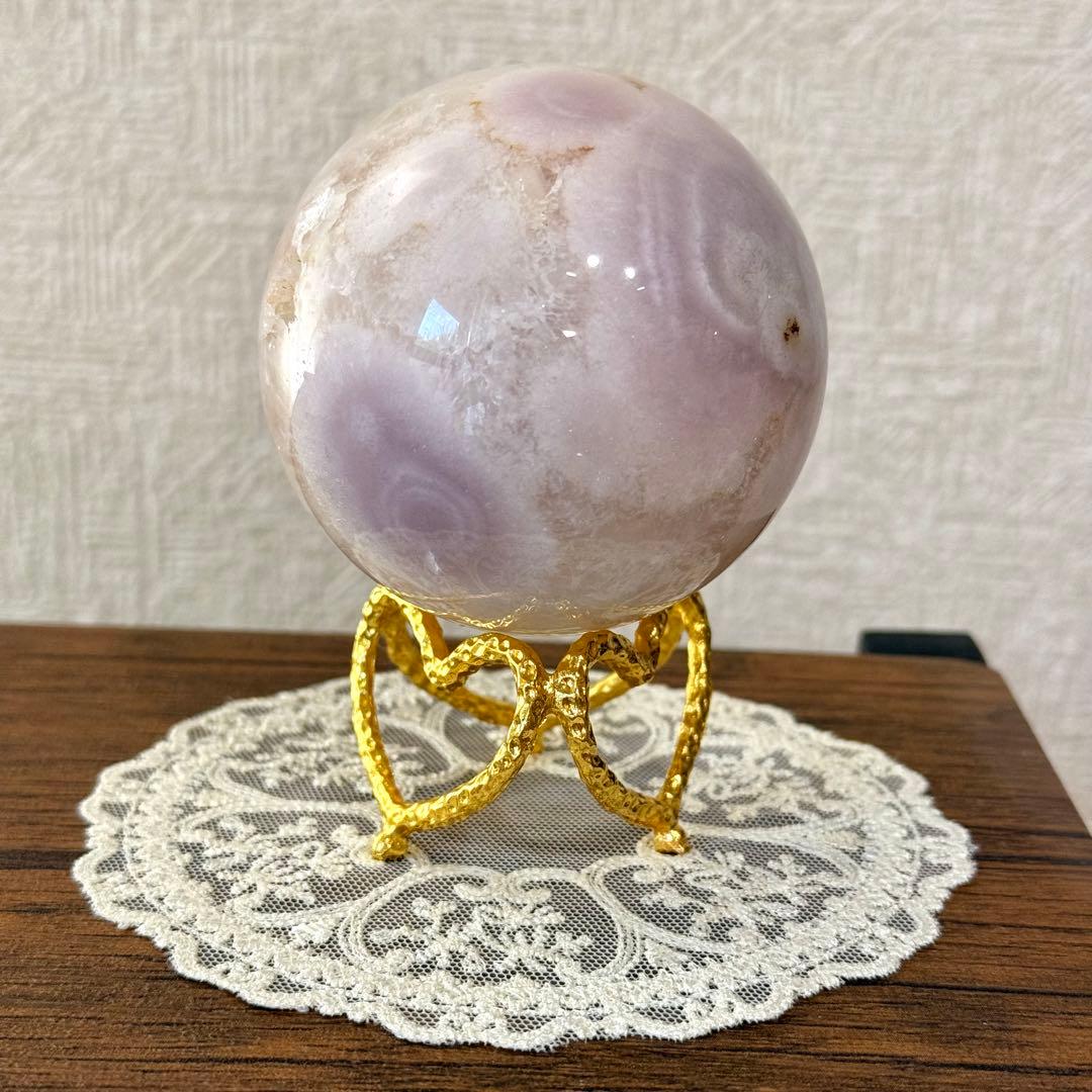 ピンクアメジストフラワーアゲート　スフィア　7cm ブラジル産　天然石
