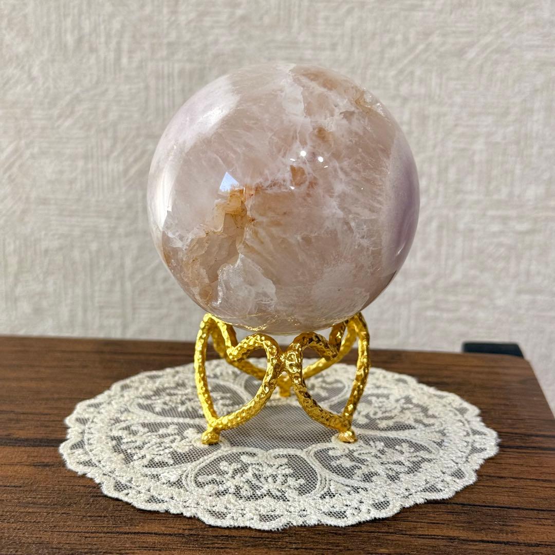ピンクアメジストフラワーアゲート　スフィア　7cm ブラジル産　天然石