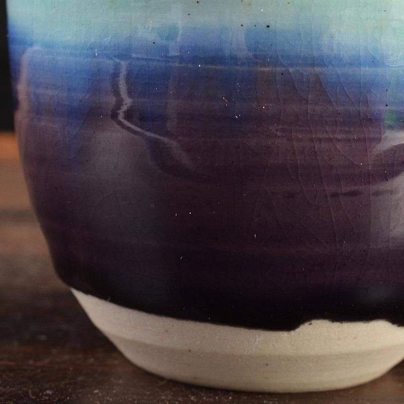 九谷焼　人間国宝　三代八十吉　徳田正彦作　彩釉　ぐい?み　共箱　V　R7394