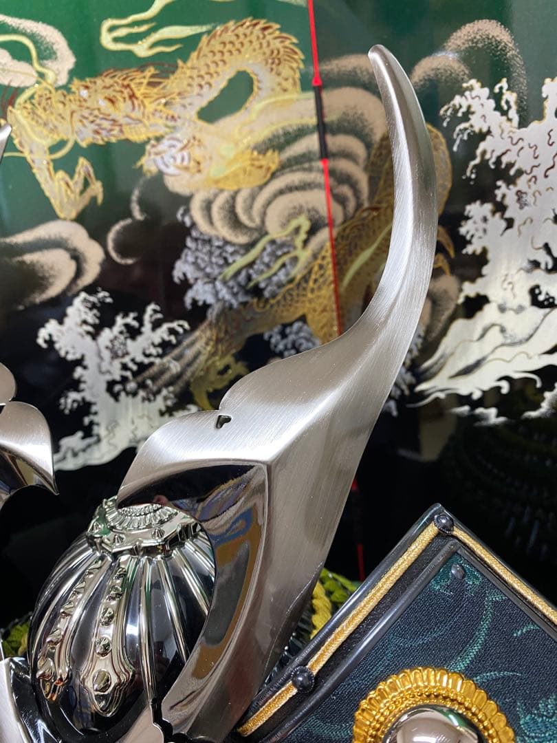 東京久月　五月人形　家紋付き兜飾り収納セット・シルバー兜・天空シリーズ