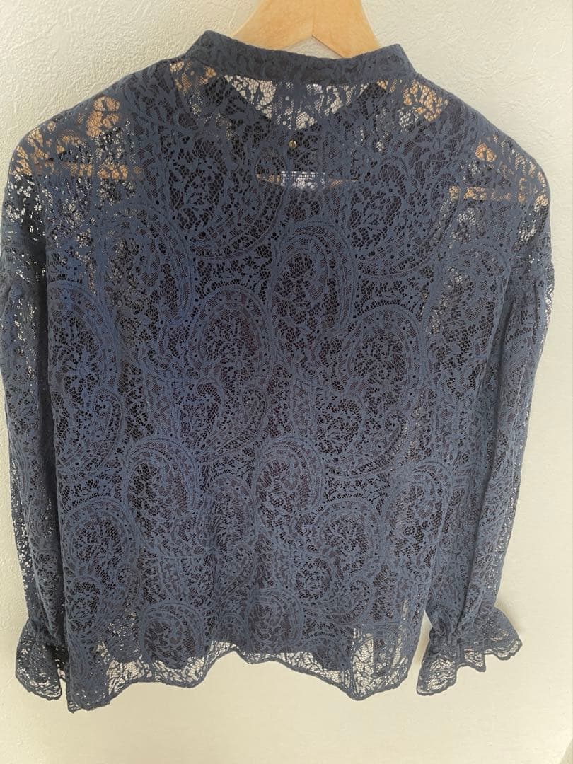 メゾンエシェル　タンク付レースシャツ　ネイビー