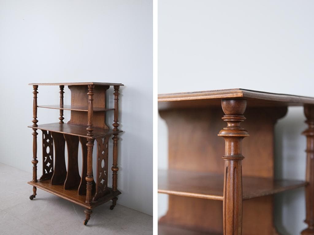 フランスアンティーク木製ミュージックシェルフ/本棚/飾り棚/楽譜立て(90-5)