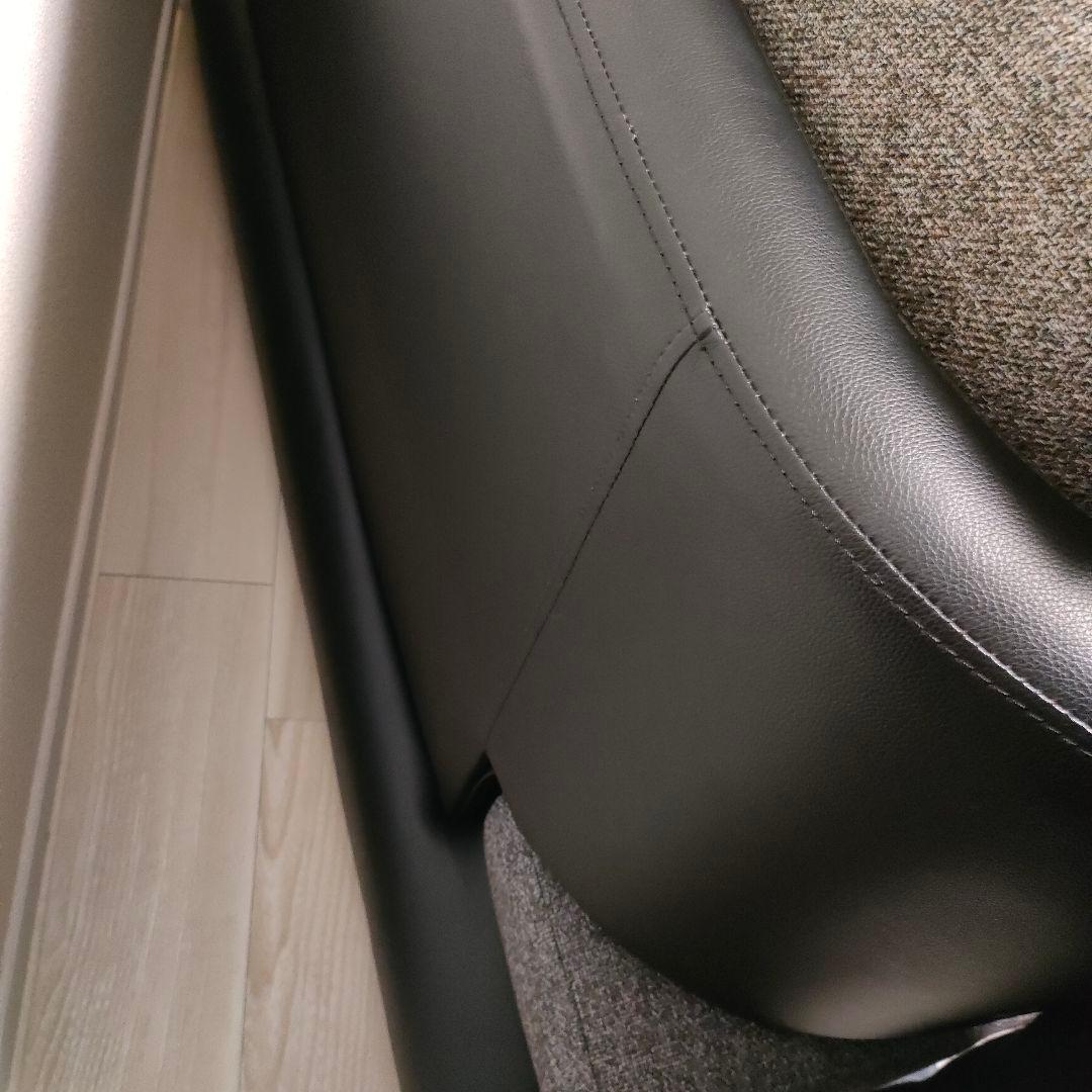 上質モダン 2人掛けソファ グレー×ブラックレザー調