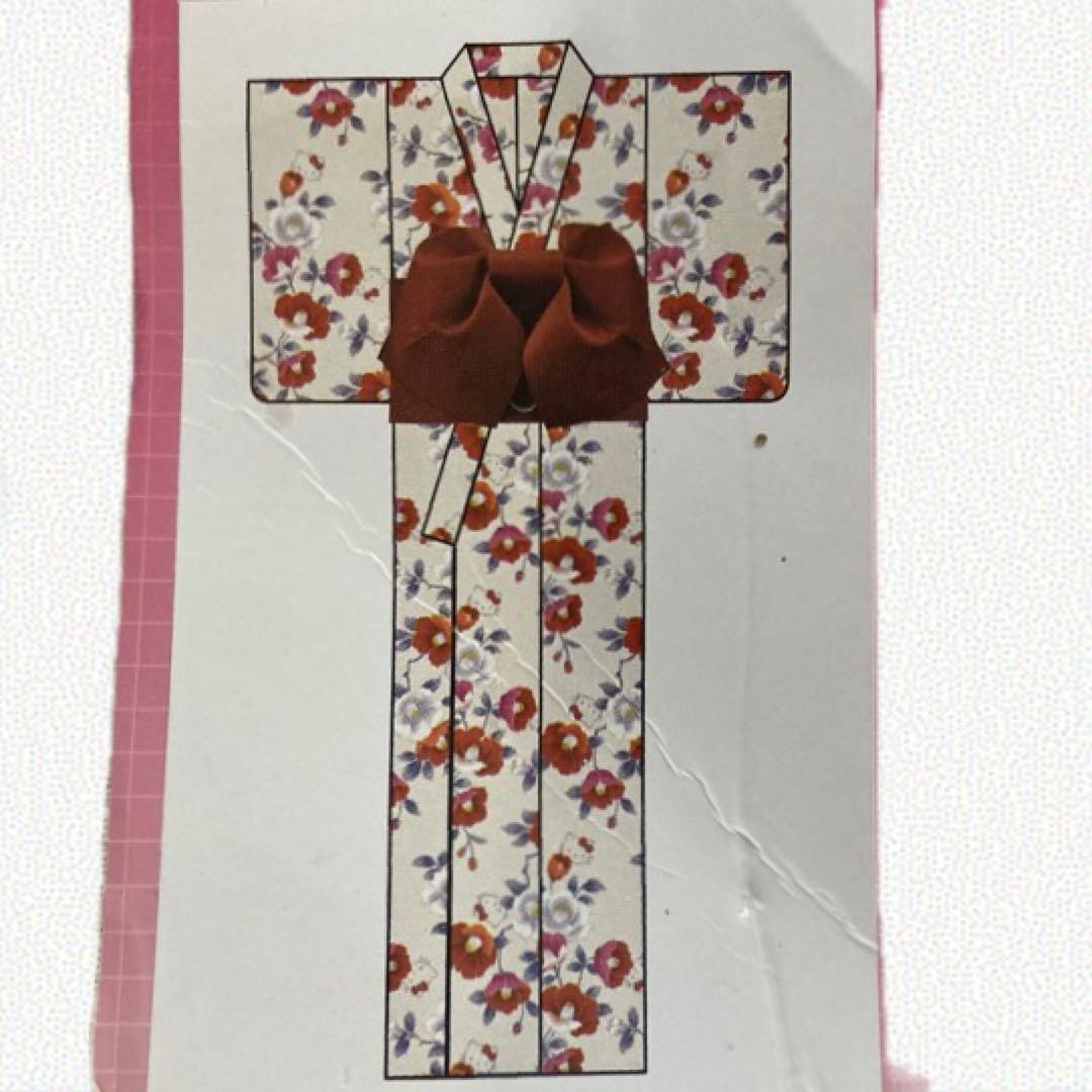 お値下げ／未使用★ハロー キティ／サンリオ★ツバキ柄浴衣＋帯＋草履 3点セット