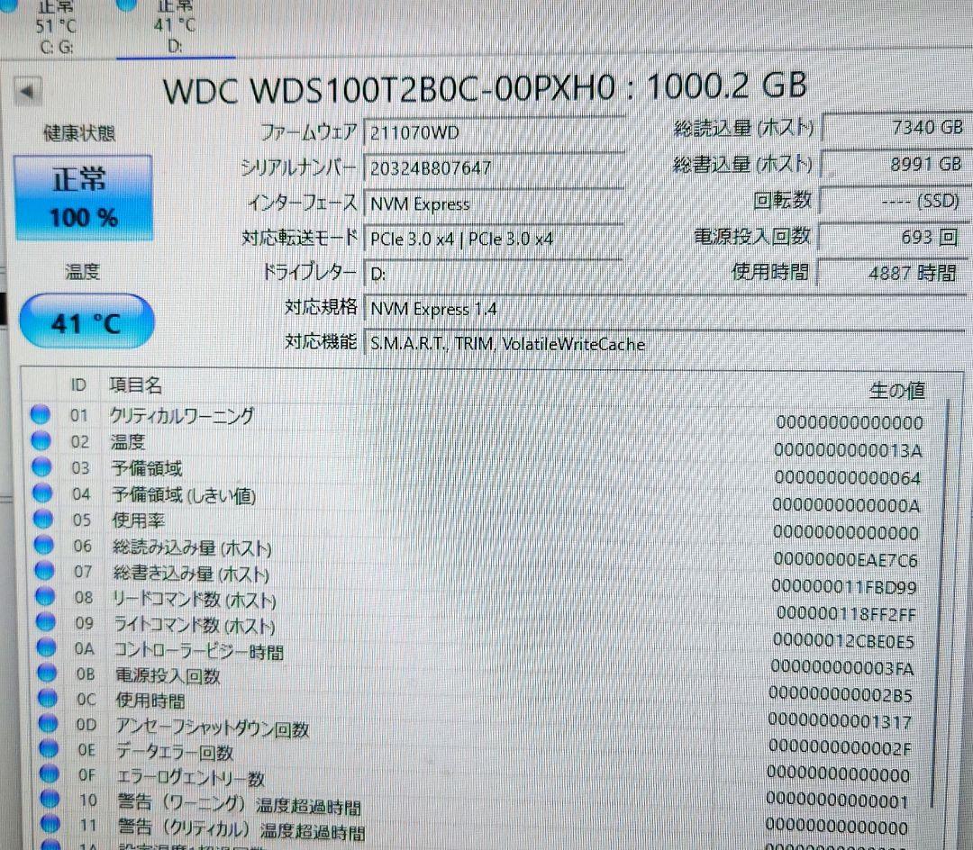 正常100%　SP A60 M.2 PCIe Gen 3 SSD 1TB