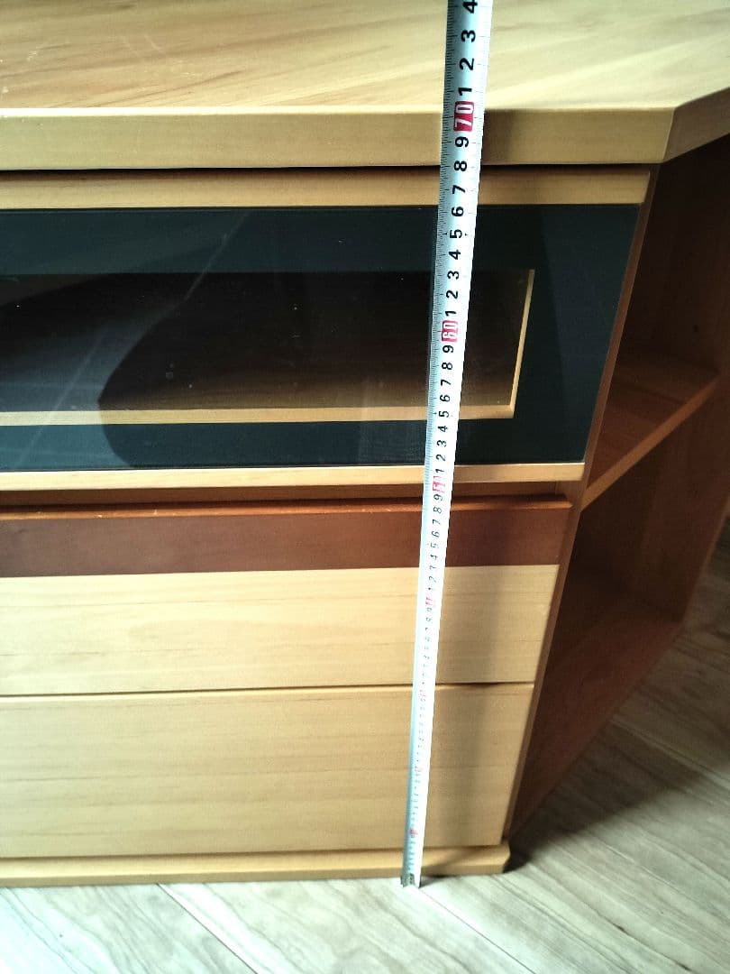 テレビボード　木製六角形テレビ台 引き出し付き