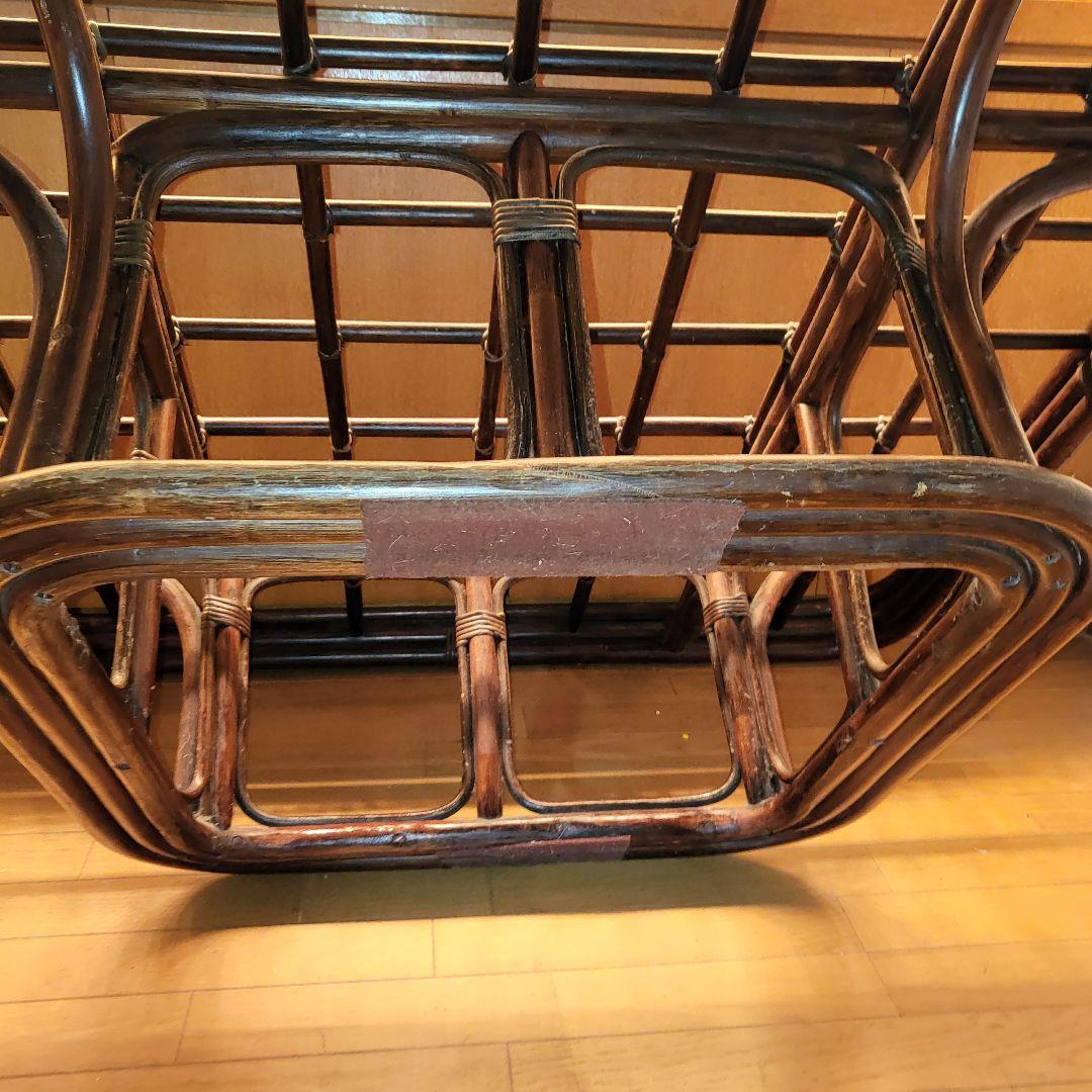 ラタンテーブル　ガラステーブル　大型 センターテーブル　ラタン　ローテーブル