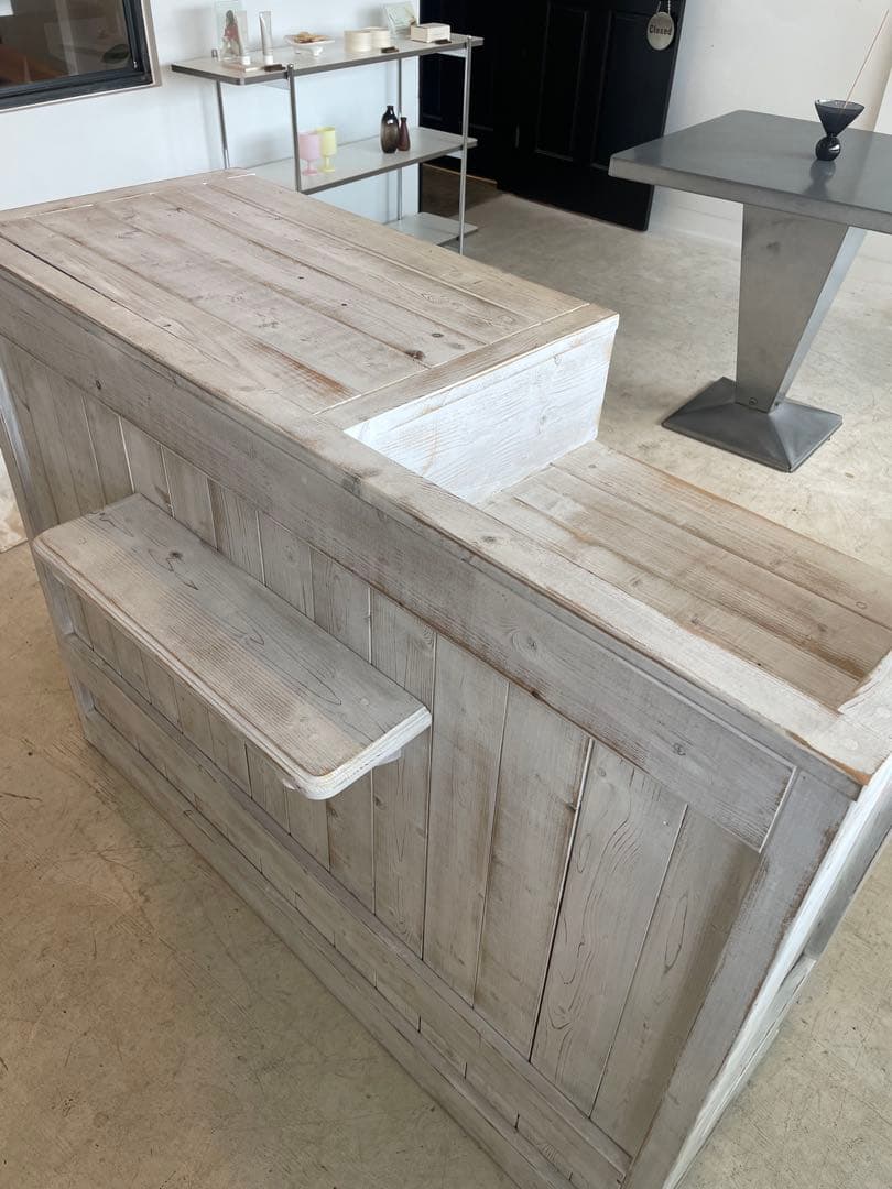 木製店舗什器 レジカウンター　ホワイトシャビー